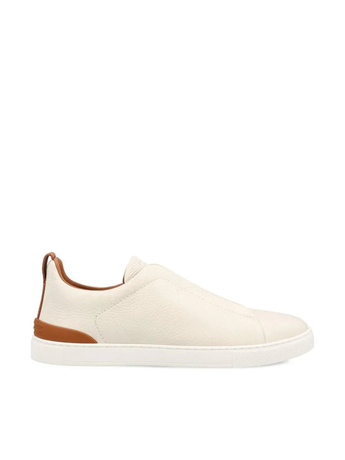 Triple stitch white/brown