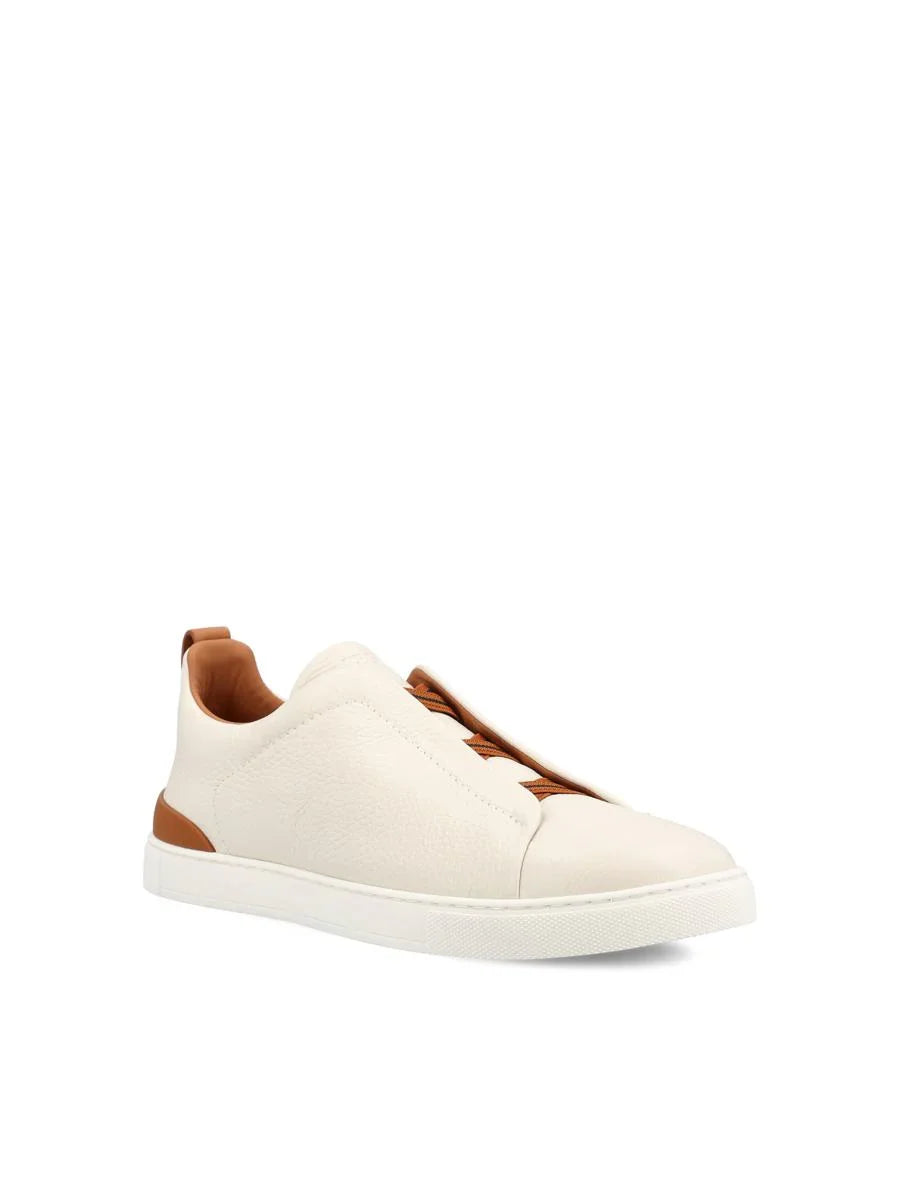 Triple stitch white/brown