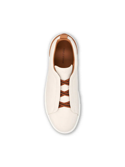 Triple stitch white/brown
