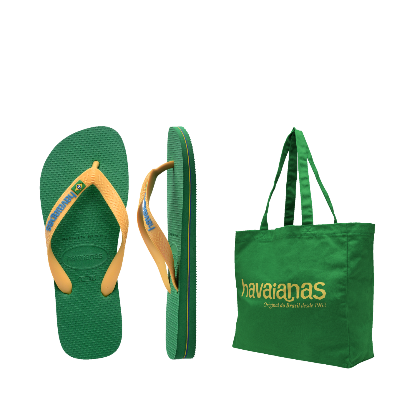 Kit Havaianas Brasil: Brasil Logo + Bolsa de Praia