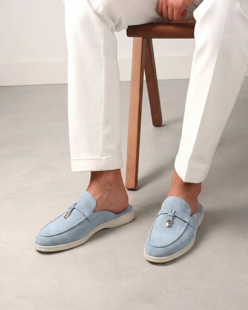 Sky Blue Suède Mediterranean Mule