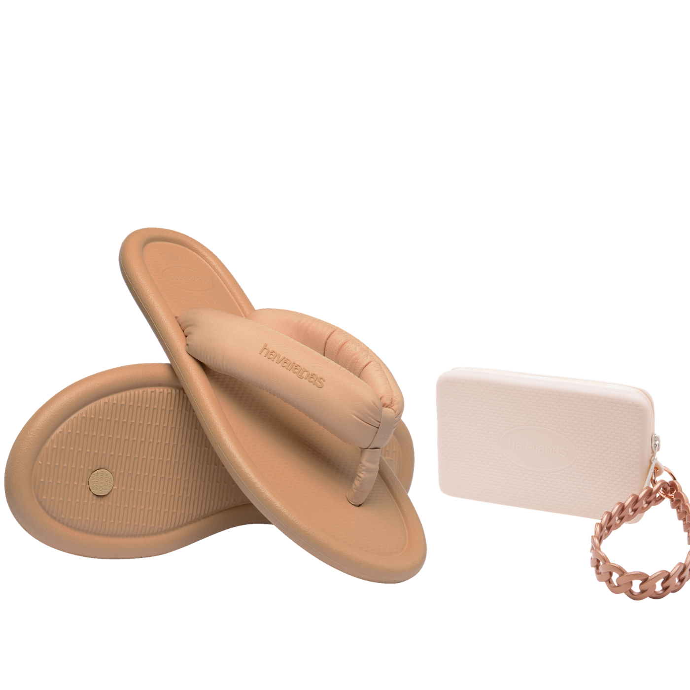 Kit Havaianas para elas: Maxi Puffed Dourado + Mini Bag Chains