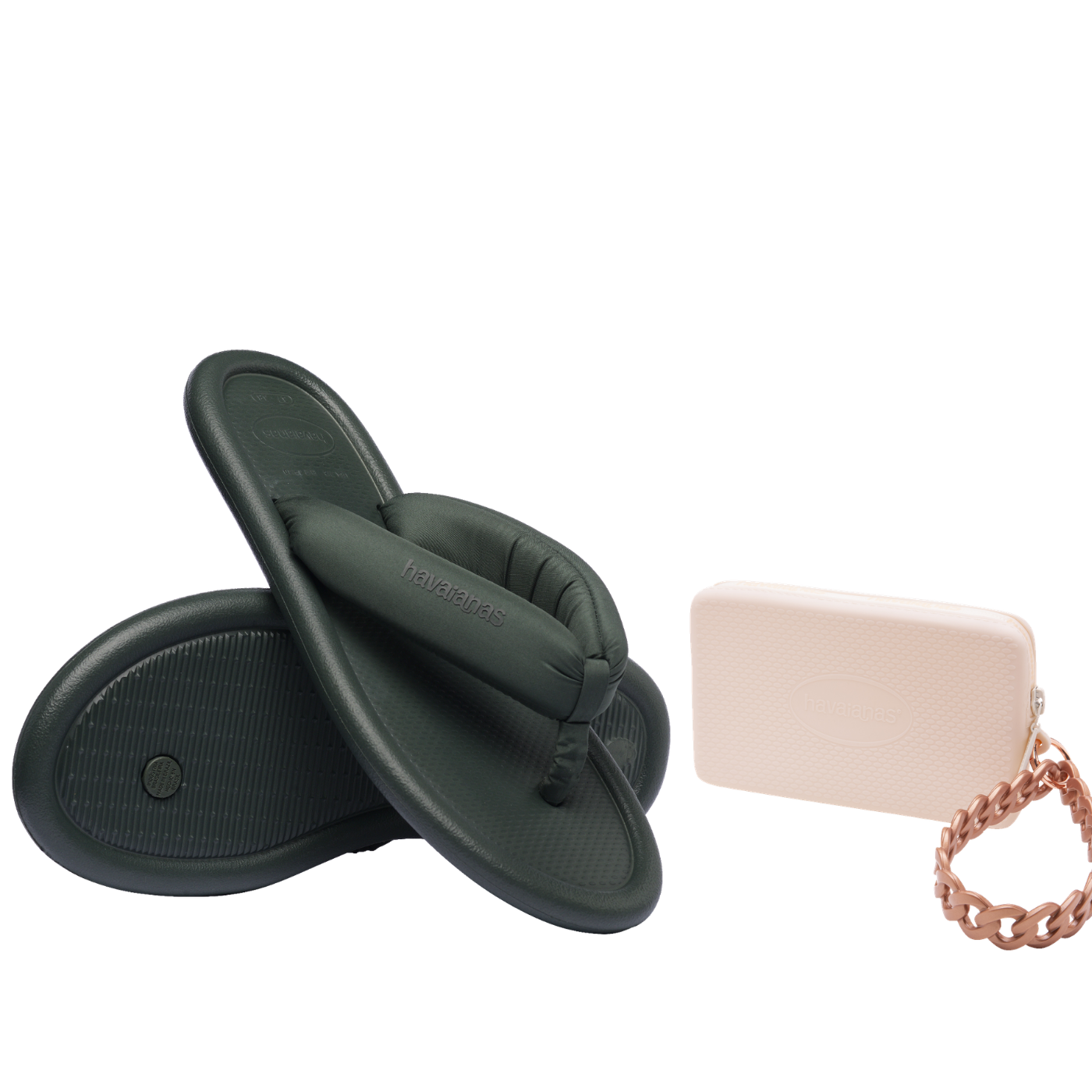 Kit Havaianas para elas: Maxi Puffed Verde Oliva + Mini Bag Chains