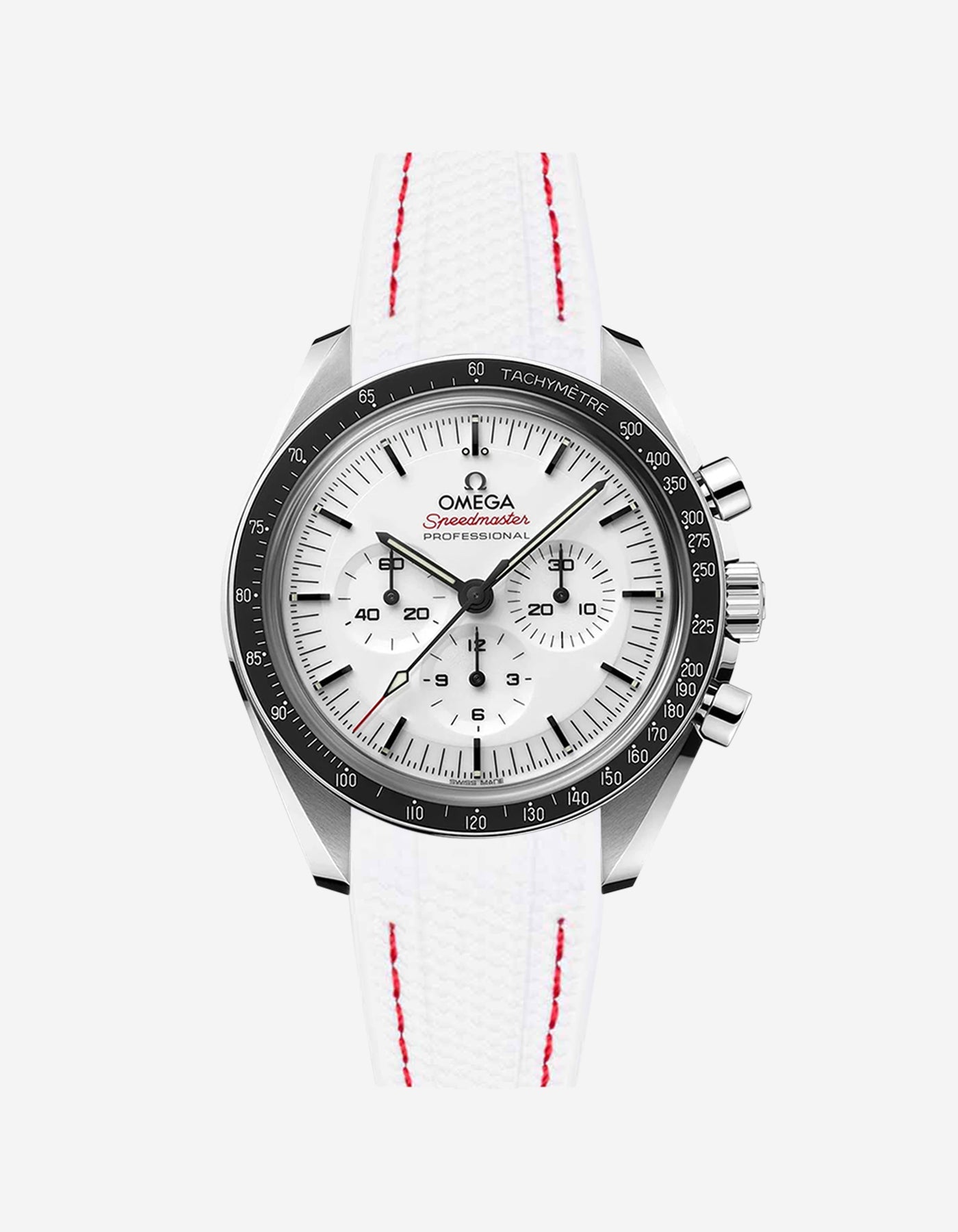 Vertech Rubber Strap for Omega Speedmaster - White Dial