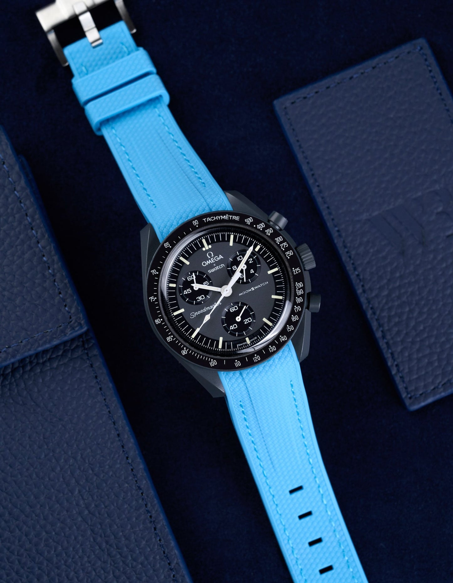 Curved Vertech Rubber Strap - Capri Blue