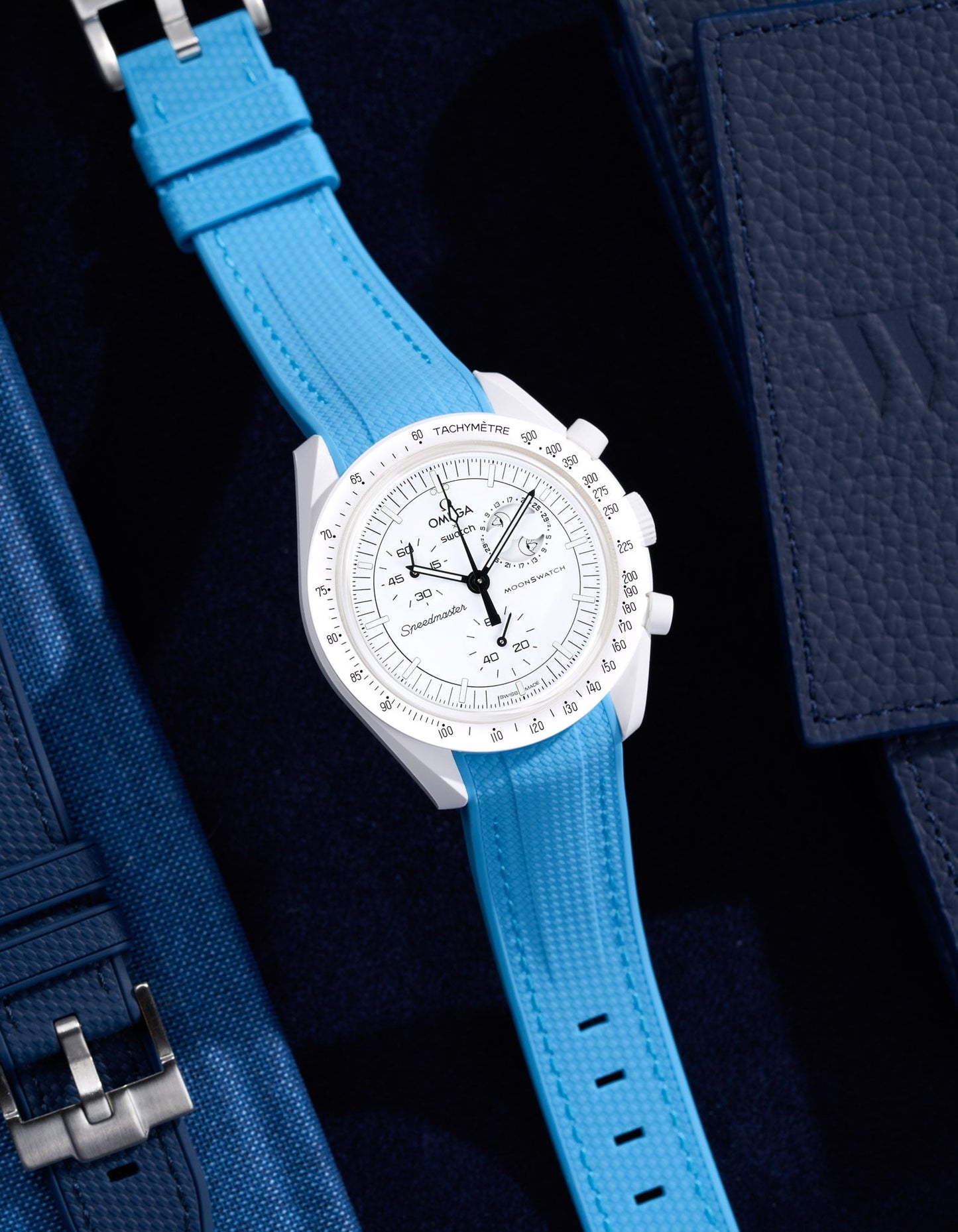 Curved Vertech Rubber Strap - Capri Blue