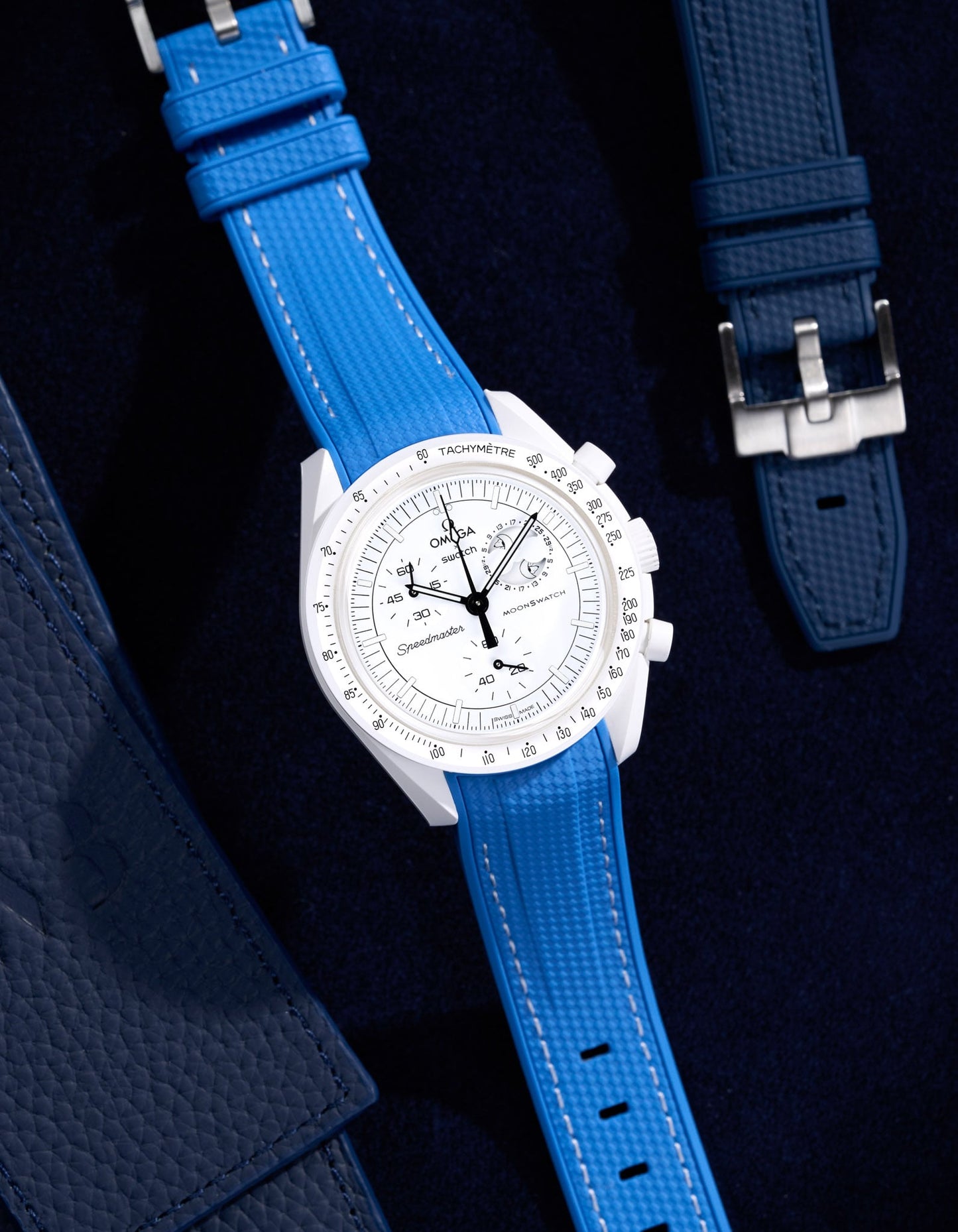 Curved Vertech Rubber Strap - Neptune Blue