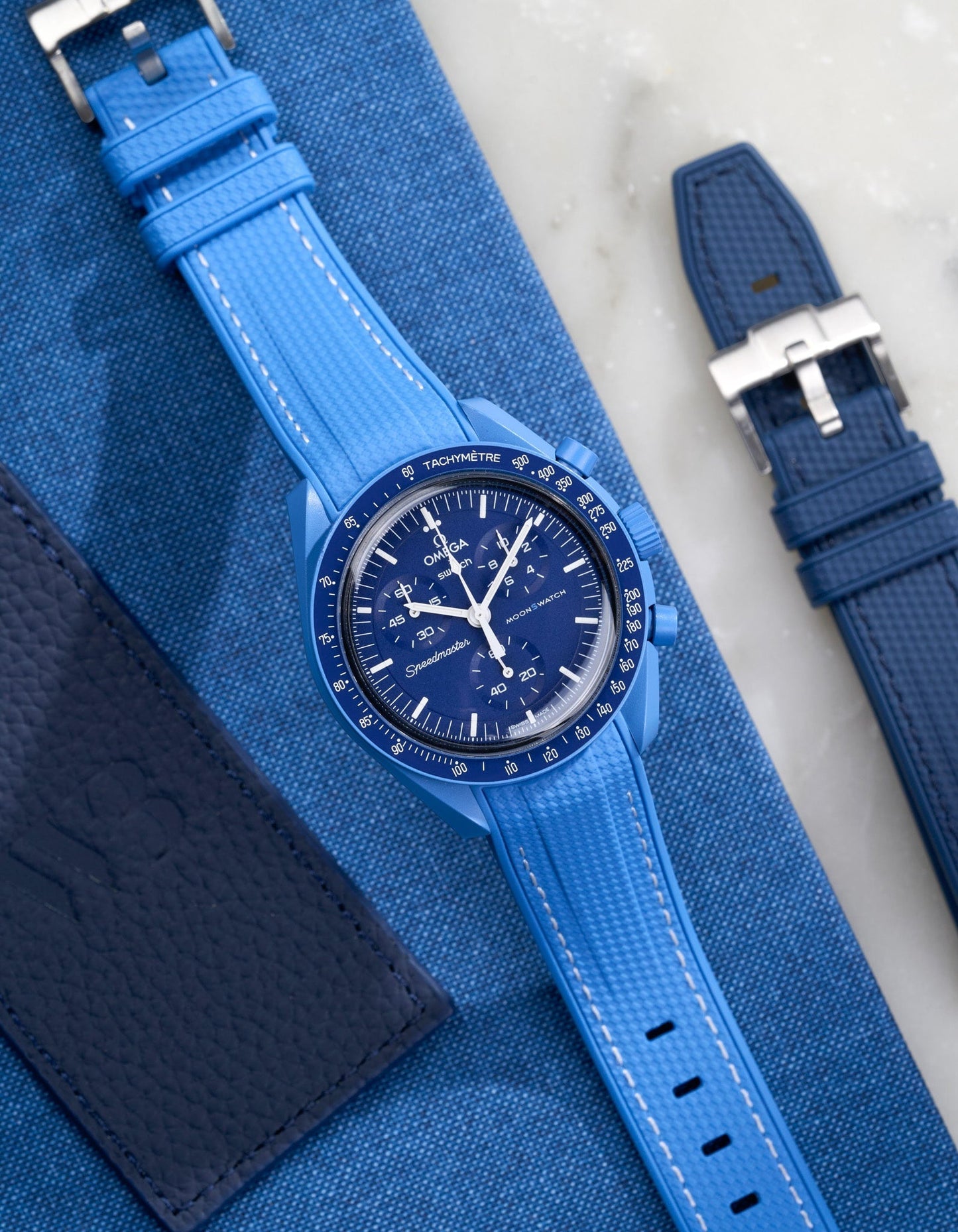 Curved Vertech Rubber Strap - Neptune Blue