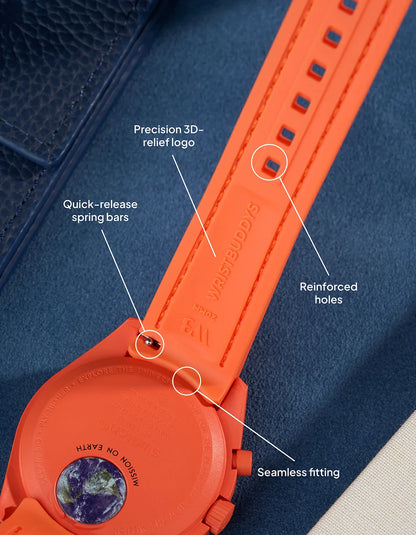 Curved Vertech Rubber Strap - Lava Orange
