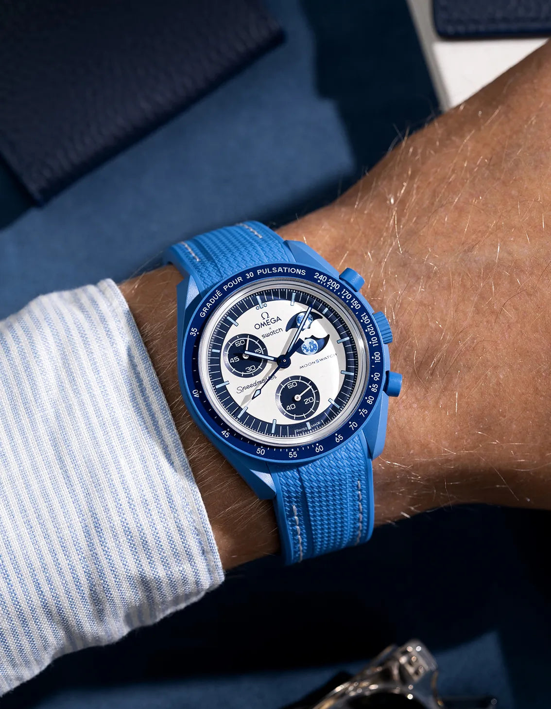 Curved Vertech Rubber Strap - Neptune Blue