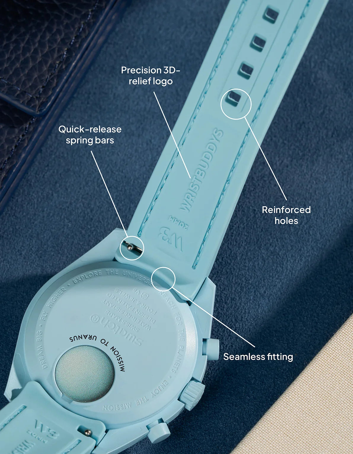 Curved Vertech Rubber Strap - Turquoise