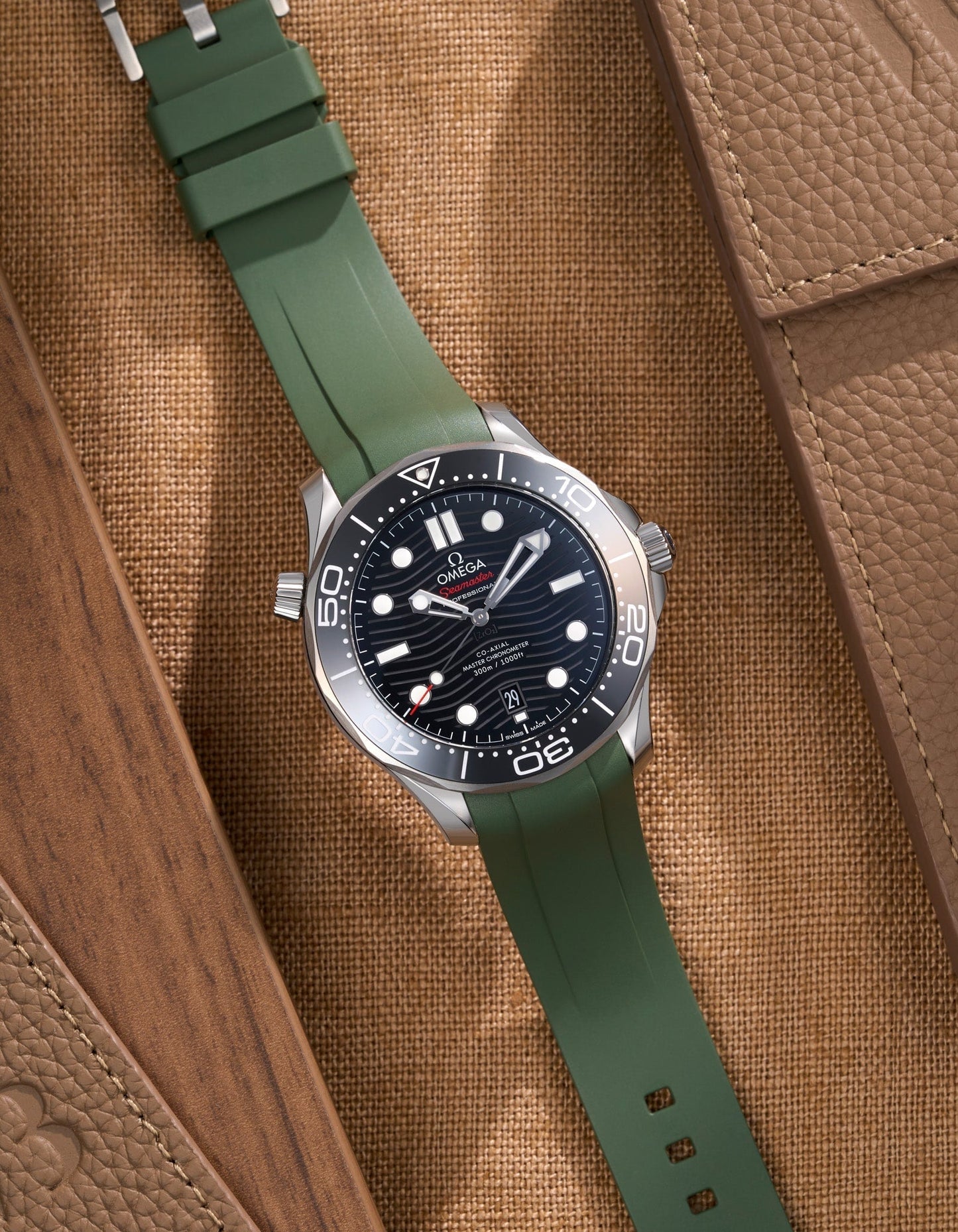 FKM Rubber Strap for Omega Seamaster 300 Diver - Military Green