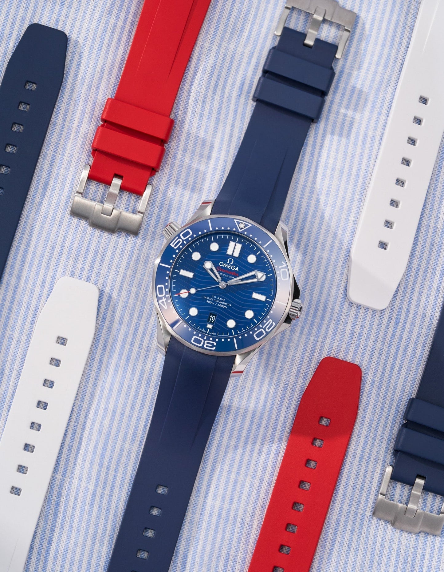 FKM Rubber Strap for Omega Seamaster 300 Diver - Navy
