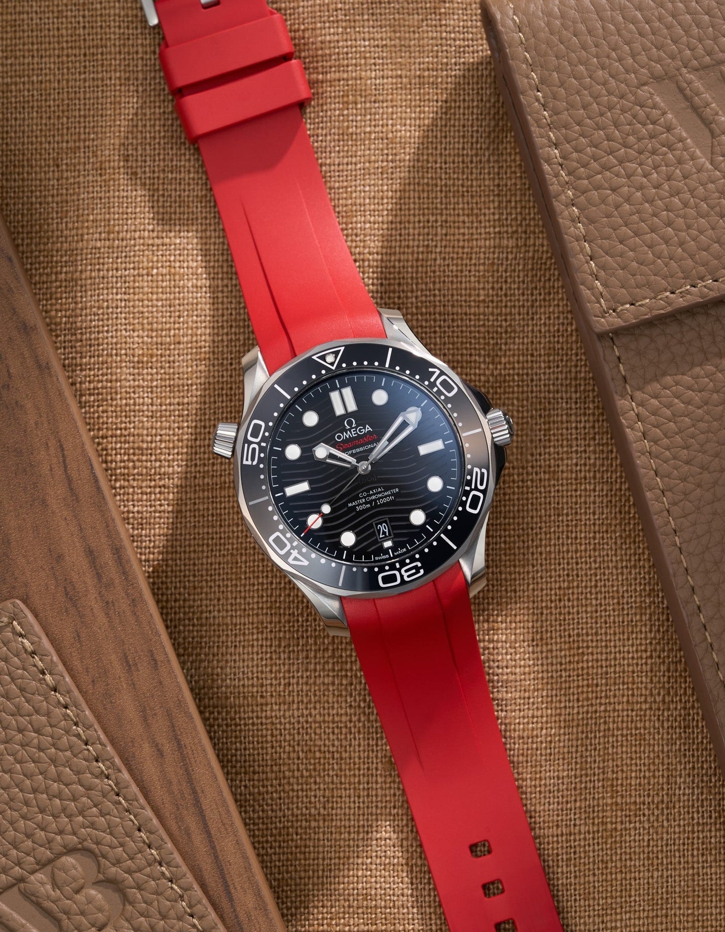 FKM Rubber Strap for Omega Seamaster 300 Diver - Red