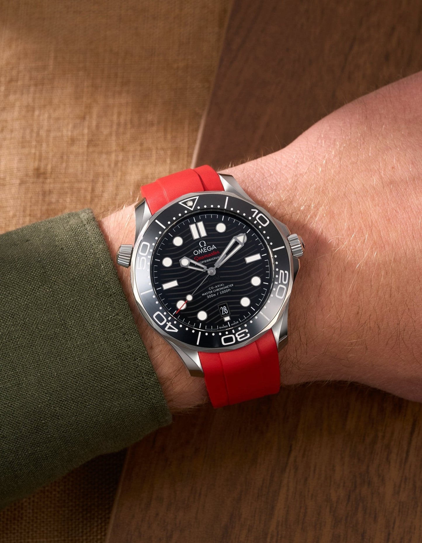FKM Rubber Strap for Omega Seamaster 300 Diver - Red