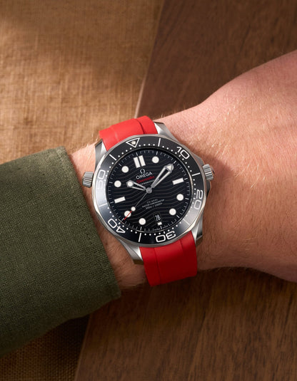 FKM Rubber Strap for Omega Seamaster 300 Diver - Red