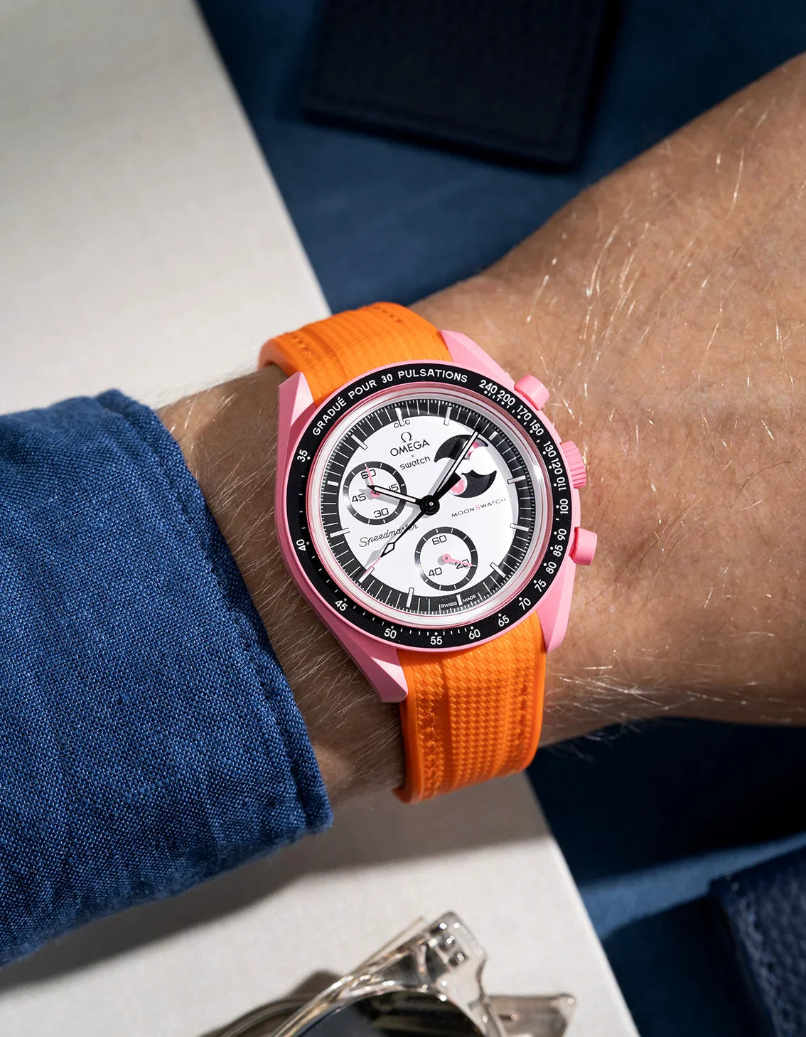 Rubber Strap for Omega X Swatch MoonSwatch Mission to The Pink Moonphase
