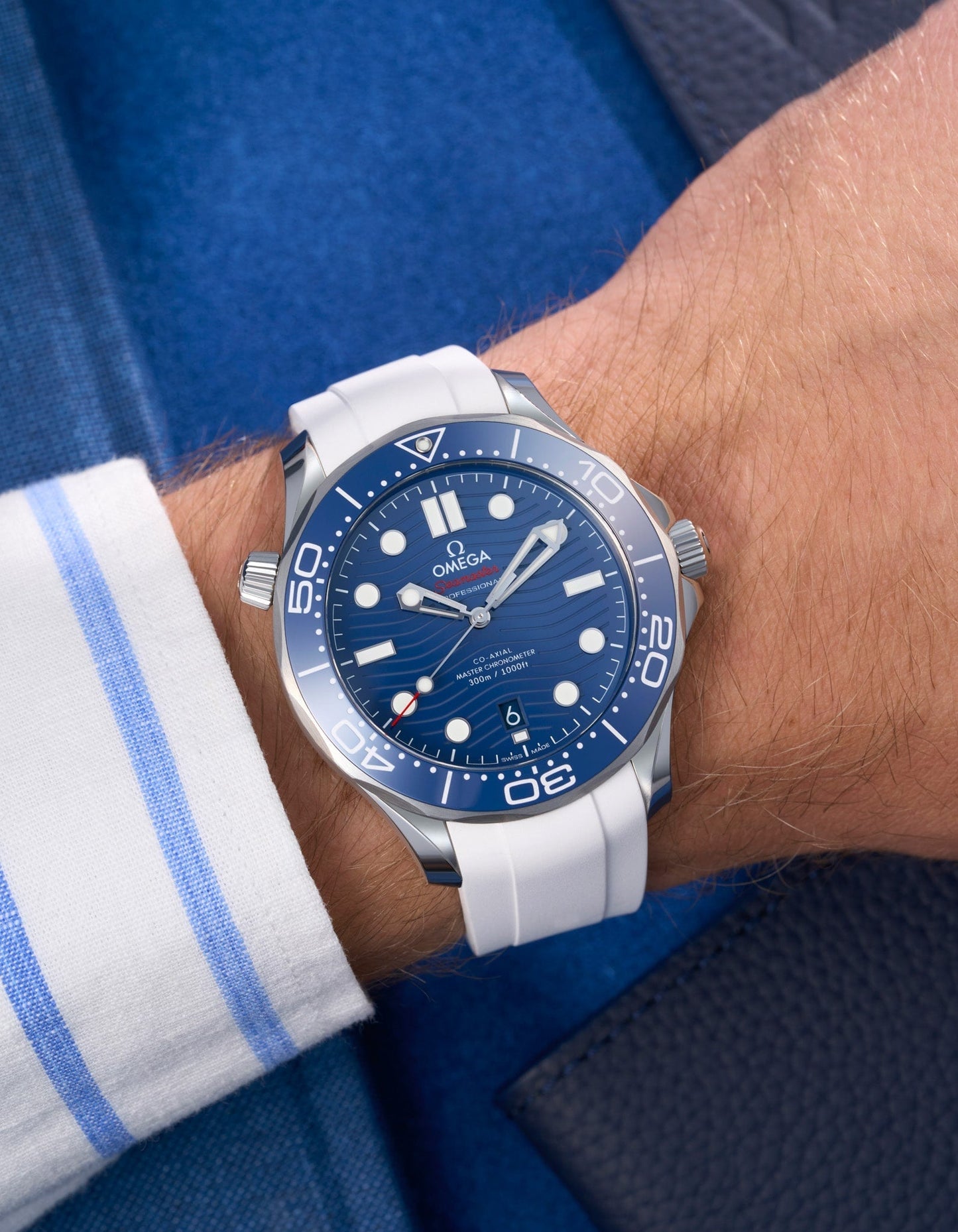 Rubber Strap for Omega Seamaster Diver 300 42mm Blue