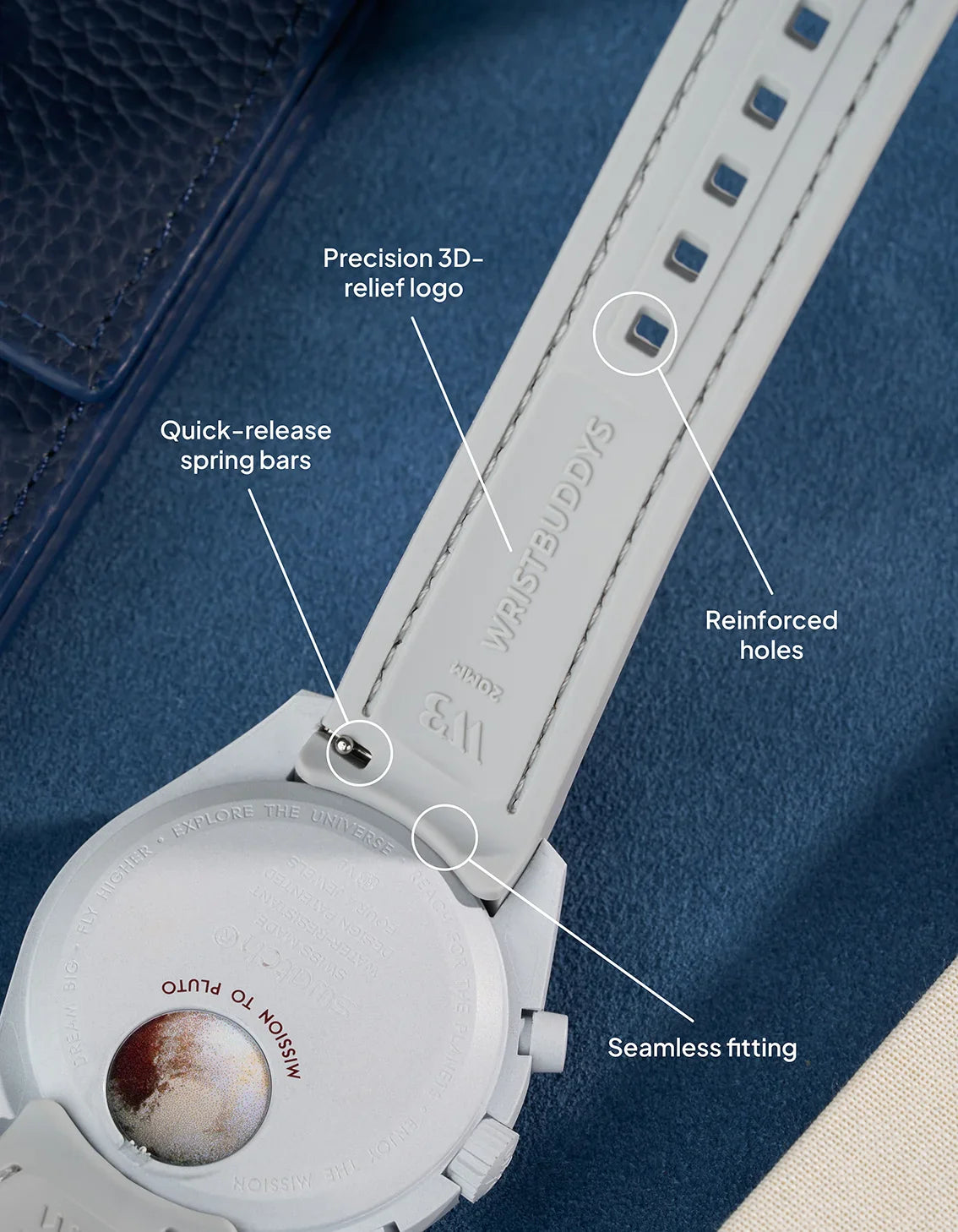 Rubber Strap for Omega X Swatch MoonSwatch Mission To EarthPhase
