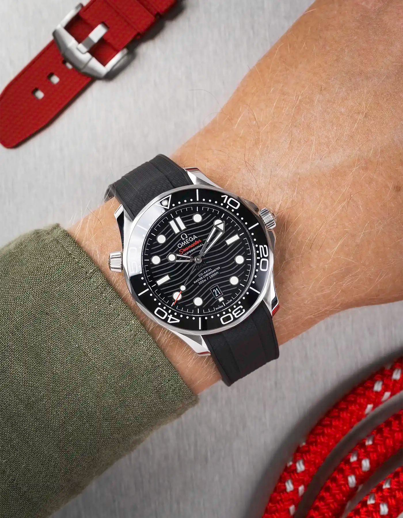 Rubber Strap for Omega Seamaster Diver 300 42mm Green