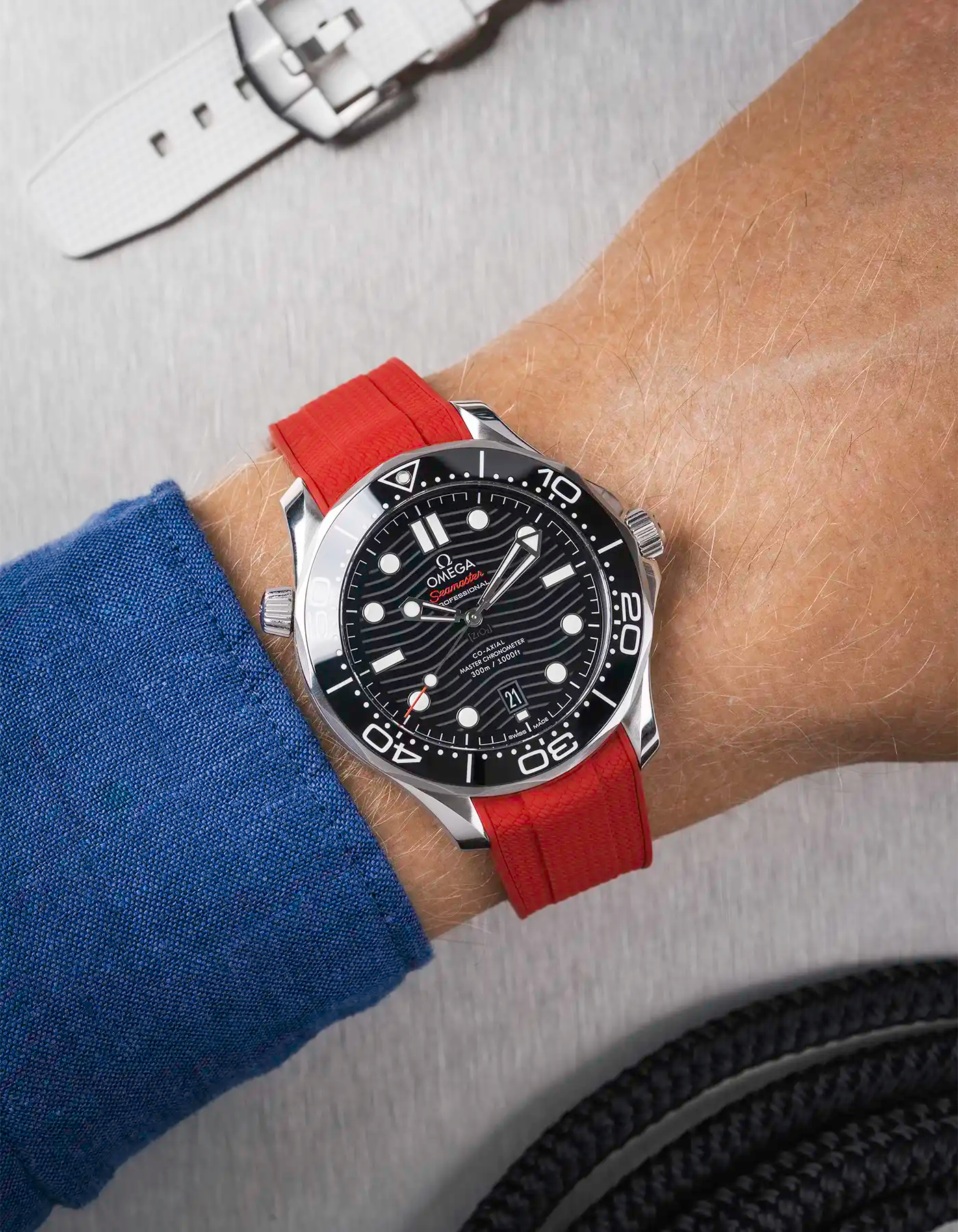 Rubber Strap for Omega Seamaster Diver 300 42mm White