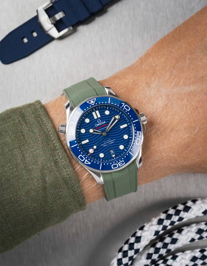 FKM Rubber Strap for Omega Seamaster 300 Diver - Military Green