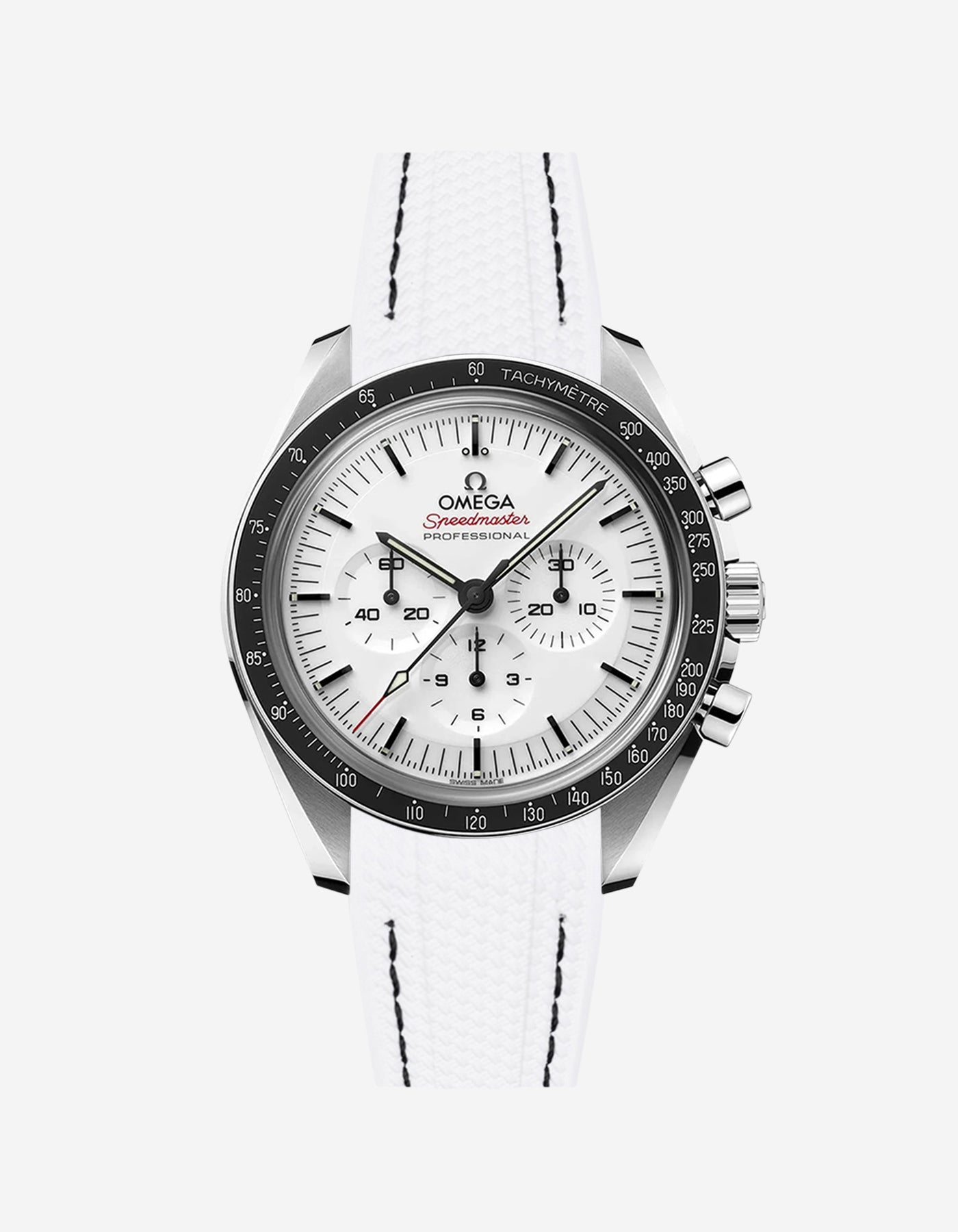 Vertech Rubber Strap for Omega Speedmaster - White Dial